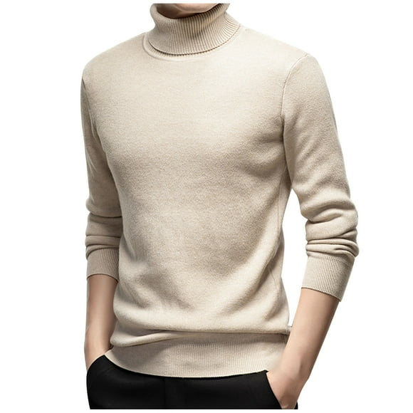 cfhntfmh Men's Turtleneck Sweater Slim Fleece Lined Long Sleeve Pullover Sweaters Soft Lightweight Fall Winter Sweaters