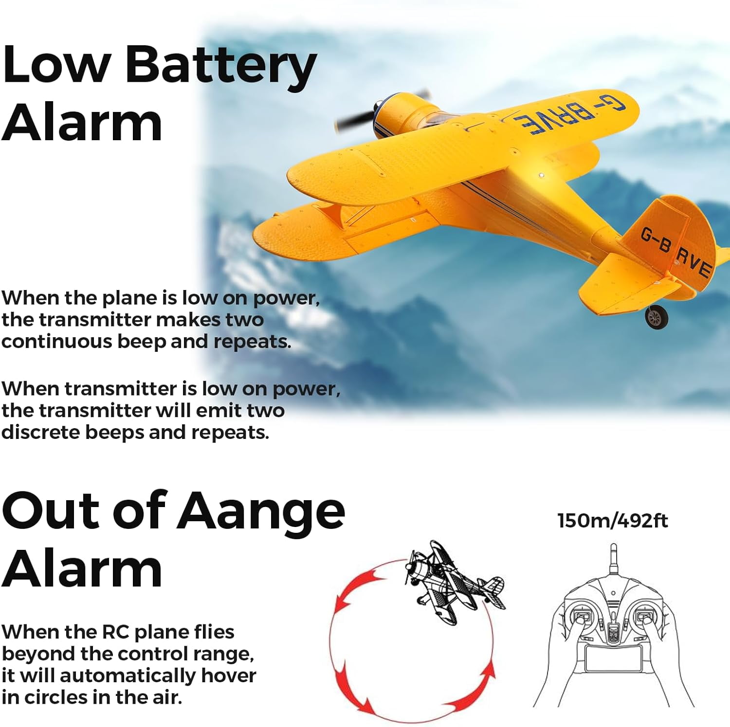 Bruce&Shark RC Plane WLtoys A300 4-Ch, Beechcraft D-17 RC Airplanes with Lights, 6G/3D Brushless RC Planes with 2 Batteries, 2.4G Remote Control RC Airplanes Gifts for Adults
