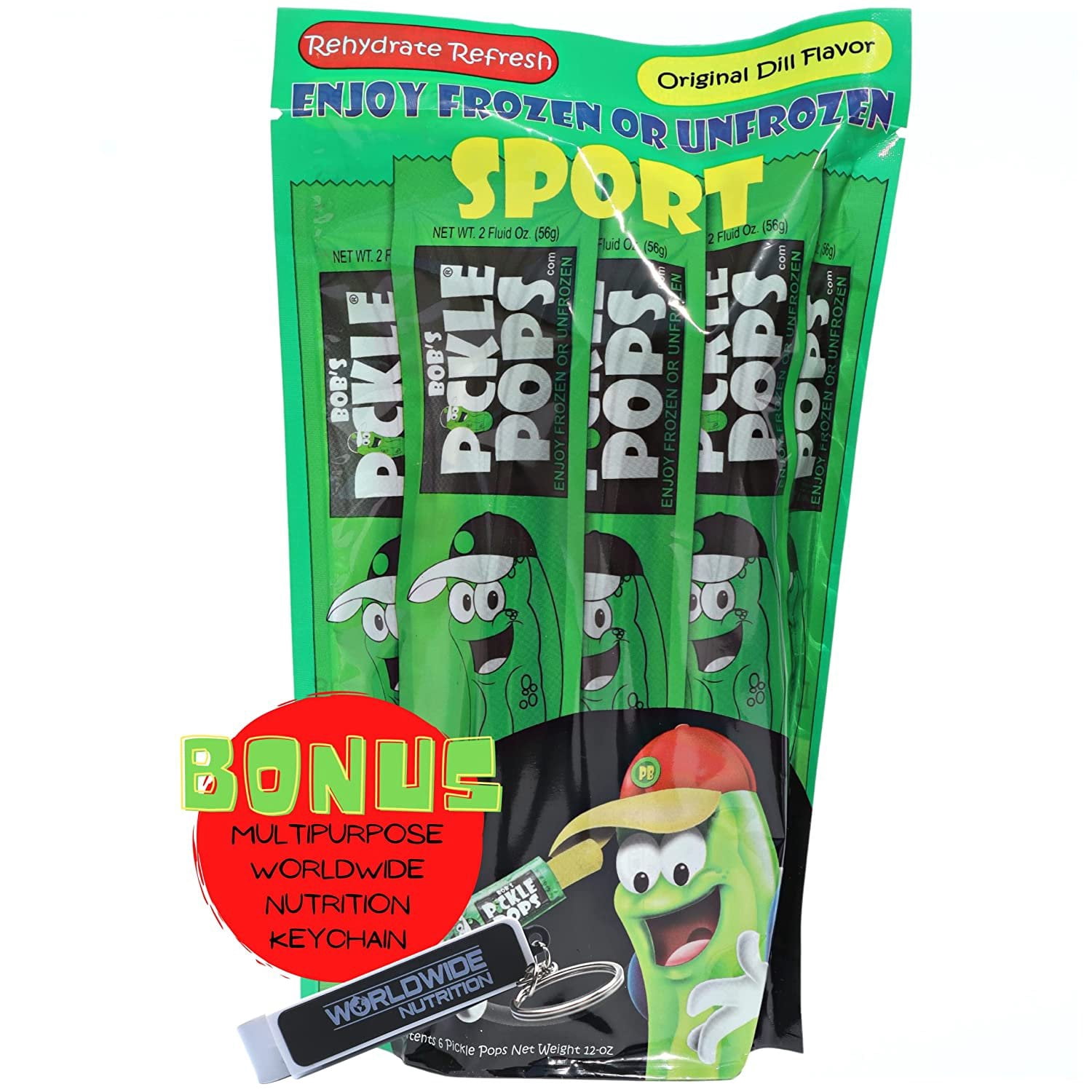 Bob's Pickle Pops Sports Original Dill - Hydration, Cramp Relief - 1 Pack of 6 Popsicles