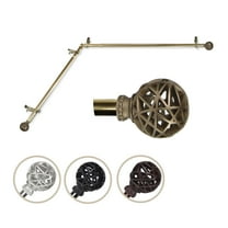 Arabella Corner Window Single Curtain Rod 13/16" dia. 120-170 inches - Antique Brass