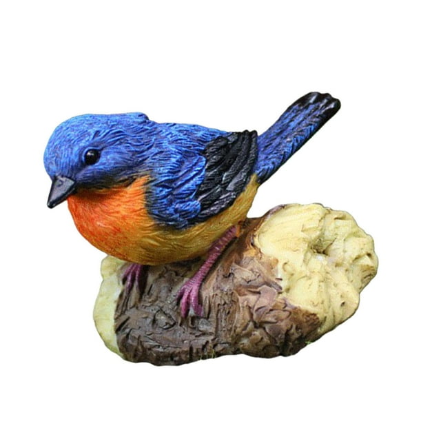 kurtrusly Miniature Bird Statue Arts Crafts Bird Animal Ornament Decor Model 1 Pc Blue 1Set