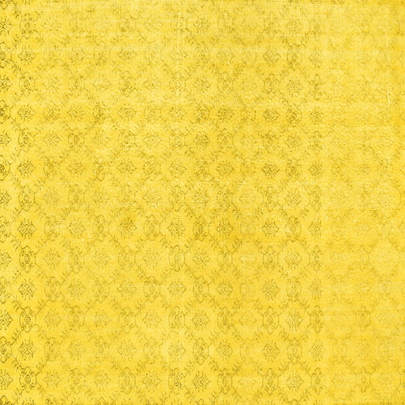 Ahgly Company Indoor Square Abstract Yellow Contemporary Area Rugs, 8' Square