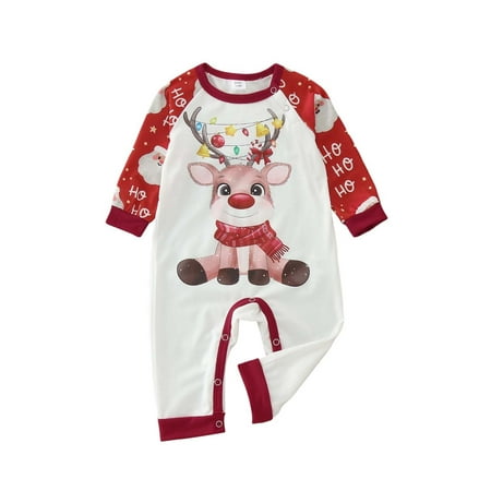 

Family Matching Outfits Casual Christmas Parent Child Big Headed Deer Christmas Snowman Print Home Wear Set Friends Party Casual Family Matching Pajamas Red 12 Months - 18 Months