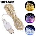 thumbnail image 2 of Guirnalda de luces LED con USB de 1/2/3/5 m, alambre de cobre y plata, resistente al agua, para Navidad, bodas y fiestas, 2 of 5
