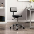 thumbnail image 2 of Homestock Modern Motifs Drafting Stool, Set Of 2, Ergonomic Design, Home, Office Chair/Stool, Adjustable Height Stool, Faux Leather Upholstery, Heavy-Duty Casters For Mobility-Color:Black, 2 of 9