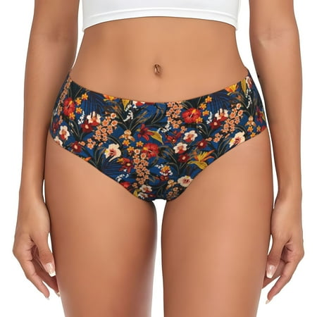 Womens Underwear - Hawaiian Style Colorful Flowers No Show Seamless Underwear for Women  Soft Stretch Womens Panties  Hipster Ladies Panties Bikini Underwear Briefs