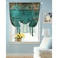 thumbnail image 2 of Teal Brown Board Tie Up Curtains for Window, Thermal Insulted Balloon Shade Adjustable Rod Pocket Curtains Valance Panels for Kitchen Bathroom Cafe 42 x 45 Farmhouse Vintage Wooden Grain, 2 of 6