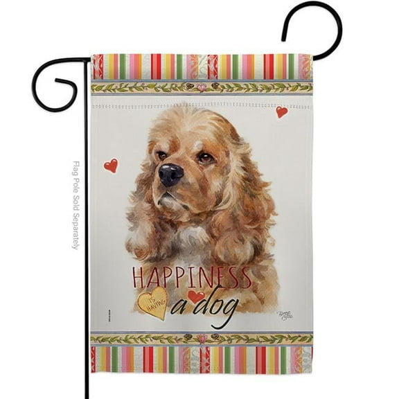 Breeze Decor G160143-BO 13 x 18.5 in. Dog Cocker Spaniel Happiness Double-Sided Decorative Vertical Garden Flag