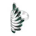 thumbnail image 5 of Brilliant Peacock Feathers Green Malachite Stone Sterling Silver Ring - 7, 5 of 7