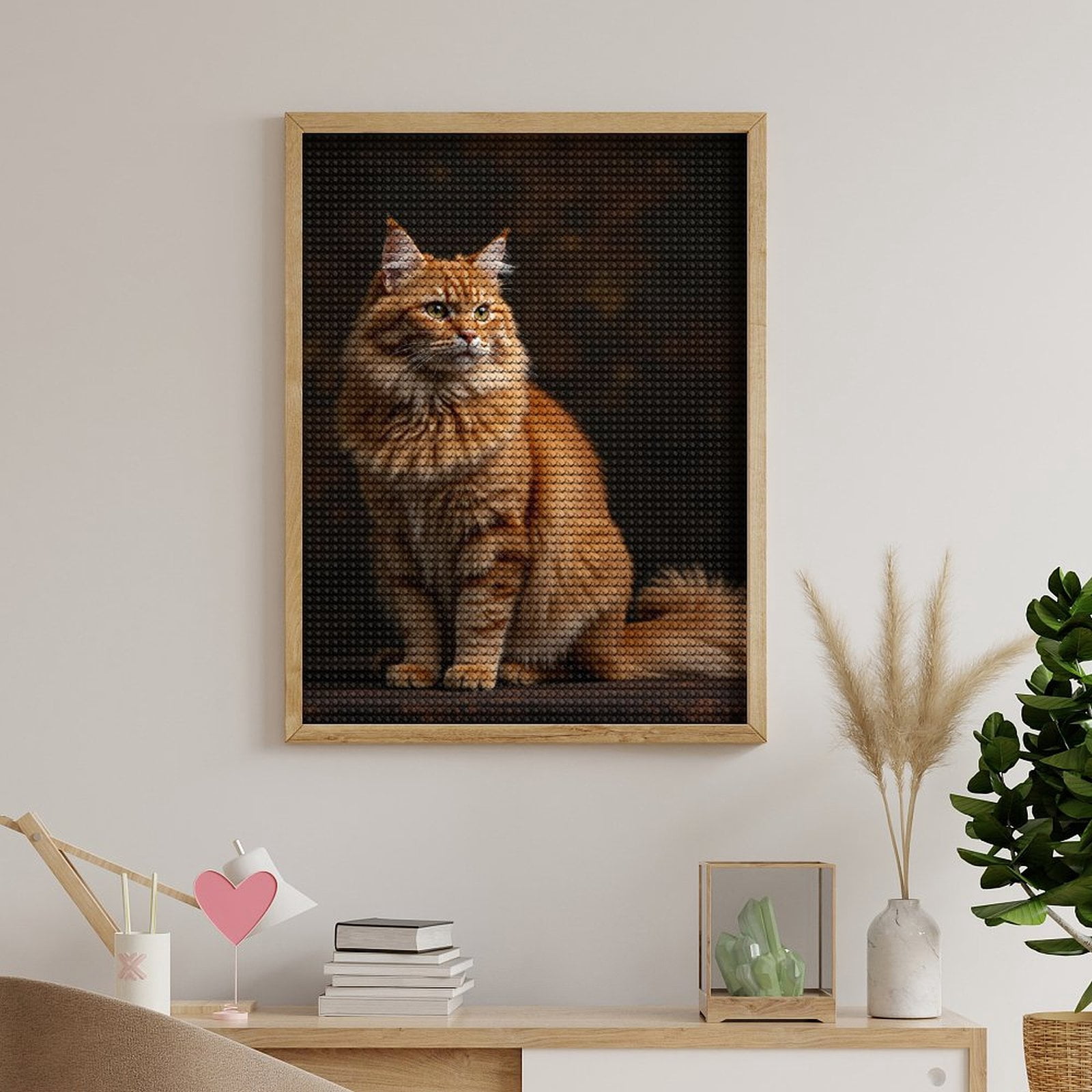 Diamond Art Kits for Adults, Orange Tabby Cat Portrait Majestic 5D Diamond Painting Kits for Adults Beginners, DIY Full Drill Diamond Painting, Gem Art and Crafts 12x16