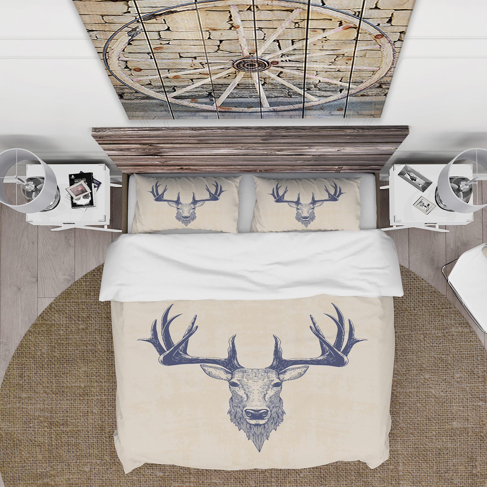 Designart 'Deer head Portrait' Sketch Animals Duvet Cover Set