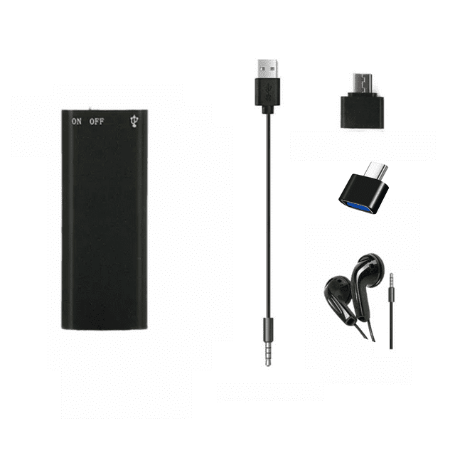SK-892 16GB Digital Voice Recorder with MP3 Player, 48kHz/192Kbps High-Definition Recording, 10-Hour Battery, Voice Activation, USB Plug-and-Play, ABS Body, Includes 2 OTG Adapters (Micro & Type-C),