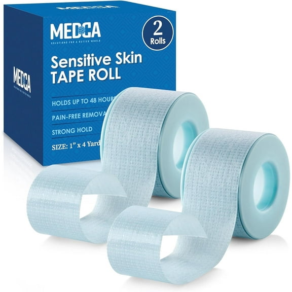 MEDca Sensitive Skin Low Trauma Tape Roll, 1 Inch x 4 Yards, Pack of 2 Rolls