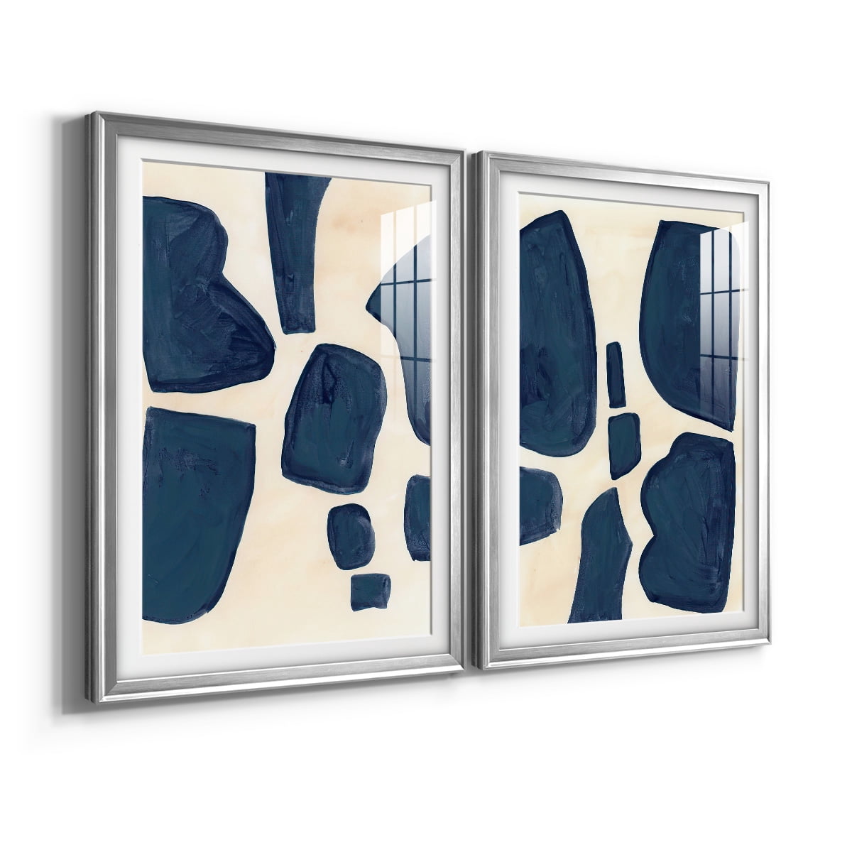 Wexford Home Blue Pieces I Abstract Art, Framed Art, 22.5" x 30.5" Silver Frame, Ready-Hang
