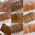 thumbnail image 2 of 5Pcs Gold Bracelets for Women Waterproof, Fashionable Jewelry Sets Trendy Thin Dainty Stackable Cuban Link Paperclip Chain Bracelet Pack，Fashion Accessories Gifts for Womens, 2 of 9