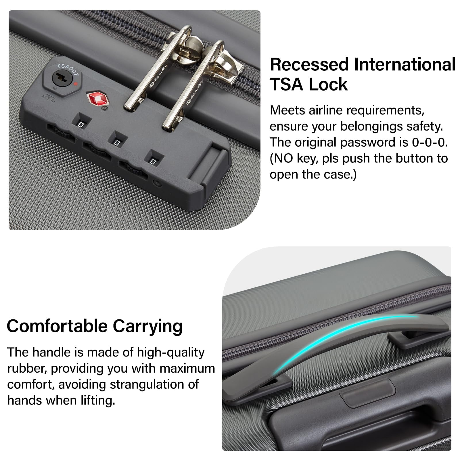 Hanke Luggage Sets 3 Piece, 20/24/28 Inch Hard Shell Suitcases with Wheels & TSA Lock Lightweight PC Hardside Luggage for Travel(Graphite Grey)