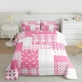 thumbnail image 2 of Manfei Modern Geometric Grid Bedding Comforter Set,Geometric Spot Aesthetic Twin Comforter Sets,Pink White Checkered Bedding Set For Teens Girl,Luxury Bedroom Decor Reversible,2 Pieces, 2 of 8