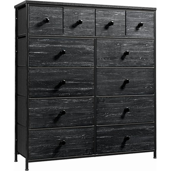 Dressers for Bedroom with 12 Drawers, Fabric Dressers & Chests of Drawers, Sturdy Metal Frame, Wood Top, Entryway, Bedroom Furniture (White)