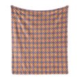 thumbnail image 1 of Yellow and Blue Soft Flannel Fleece Throw Blanket, Colorful Grid Flower Pattern Ornamental Medieval Eastern Design, Cozy Plush for Indoor and Outdoor Use, 50" x 70", Multicolor, by Ambesonne, 1 of 6