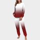 thumbnail image 1 of Conjunto de pijama informal de invierno para mujer, de doble cara, con cuello redondo estampado, manga larga, top anudado a mano, pantalones con cordón ajustable, ropa de casa, blusa de poliéster., 1 of 7