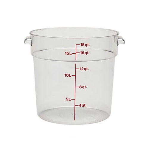 Cambro Camwear Food Storage Container, Round, Clear, 18 qt