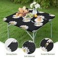 thumbnail image 4 of Fitted Tablecloth Square Waterproof with Rustic Daisy and Wildflowers, Boho Vintage Floral Design, Elastic Table Cover for Kitchen Camping, 4 of 6