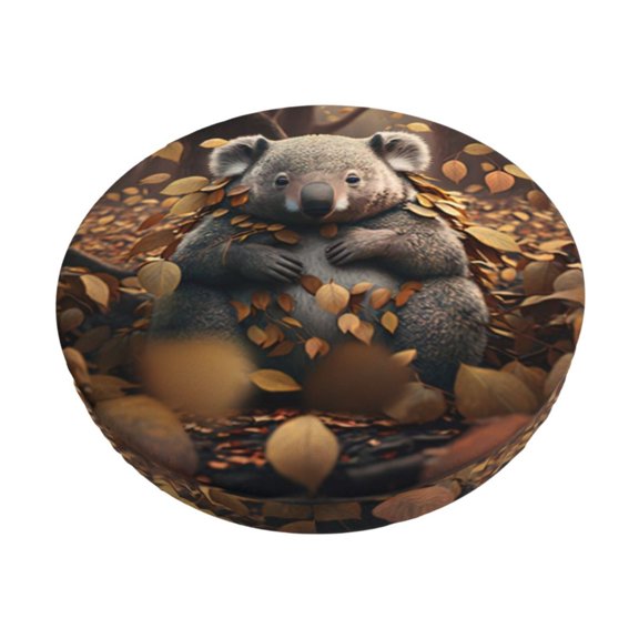 Kdxio Cute Fallen Leaf Koala Print Stool Covers Round,Stretch Round Bar Stool Covers Washable Bar Stool Cushion Slipcover for 12-15 Inch Chair