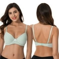 thumbnail image 5 of Curve Muse Plus Size Womens Cotton Unlined Balconette Underwire Bras-3 Pack-GRAY,LIGHT PINK,LIGHT GREEN-36DDDD, 5 of 7
