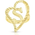 thumbnail image 1 of Floreo 10k Yellow Gold A-Z Cursive Letter and Heart Initial Ring, Large Heart (1.1"), 1 of 5