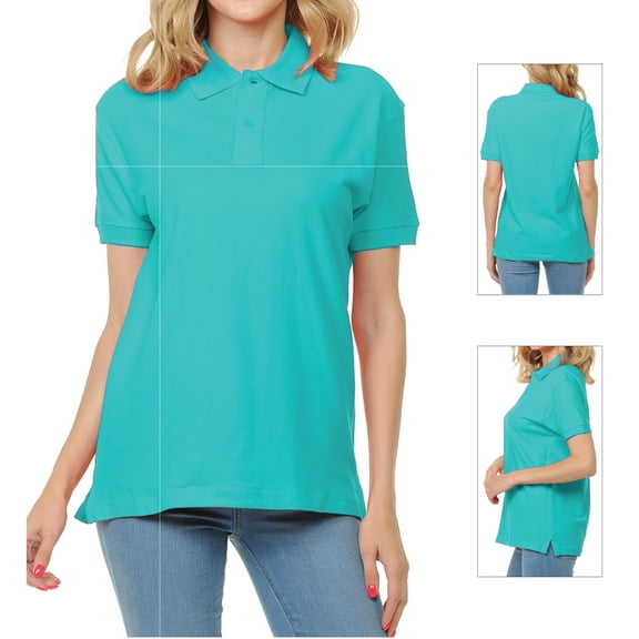 Basico (Black) Polo Collared Shirts For Women 100% Cotton Short Sleeve Golf Polo Shirts For Women and Juniors