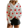 thumbnail image 2 of JTZGDY 3D Novelty Christmas Tops for Women Winter Warm Fuzzy Trim V Neck Long Sleeev Santa Claus/Xmas Tree Pattern Printed Pullover T-Shirts Trendy Oversized Tunic Blouse Multicolor#15 XL, 2 of 7