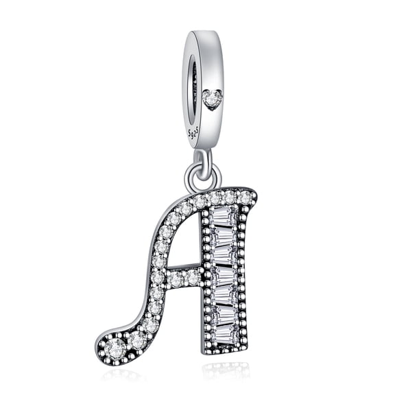 ROSIANNA 925 Sterling Silver Charm for Bracelets Letter A Pendant Name Initial Aphabets Birthday Charm Women Bracelet Charm