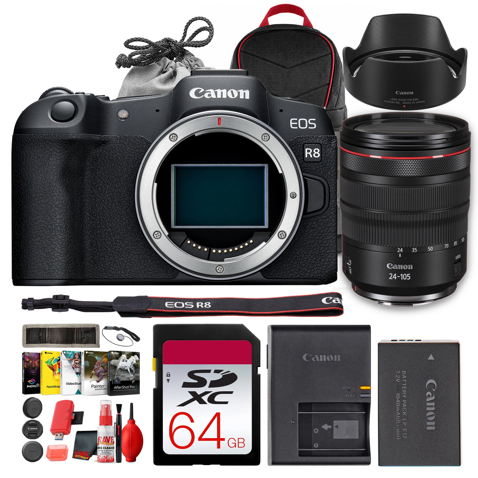 Canon EOS R8 Mirrorless Camera | 24.2MP Full-Frame CMOS Sensor, DIGIC X Processor, 4K60p Video, 40fps Shooting, Dual Pixel CMOS AF II, Cropping Guide Firmware (International Model)