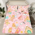 thumbnail image 3 of Feelyou Girly Pink Christmas Twin Sheet Sets for Kids, Cute Gingerbread Man Twin Fitted Sheet, Winter Snowflake Flat Sheet, Lightweight Room Decor, 3-Piece, 3 of 8
