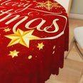 thumbnail image 5 of Duangreer Retro Red Christmas Tablecloth 60''Round, Golden Snowflake Star Print Waterproof Wrinkle Resistant, Table Cover for Family Party Dining, Indoor and Outdoor, 5 of 6