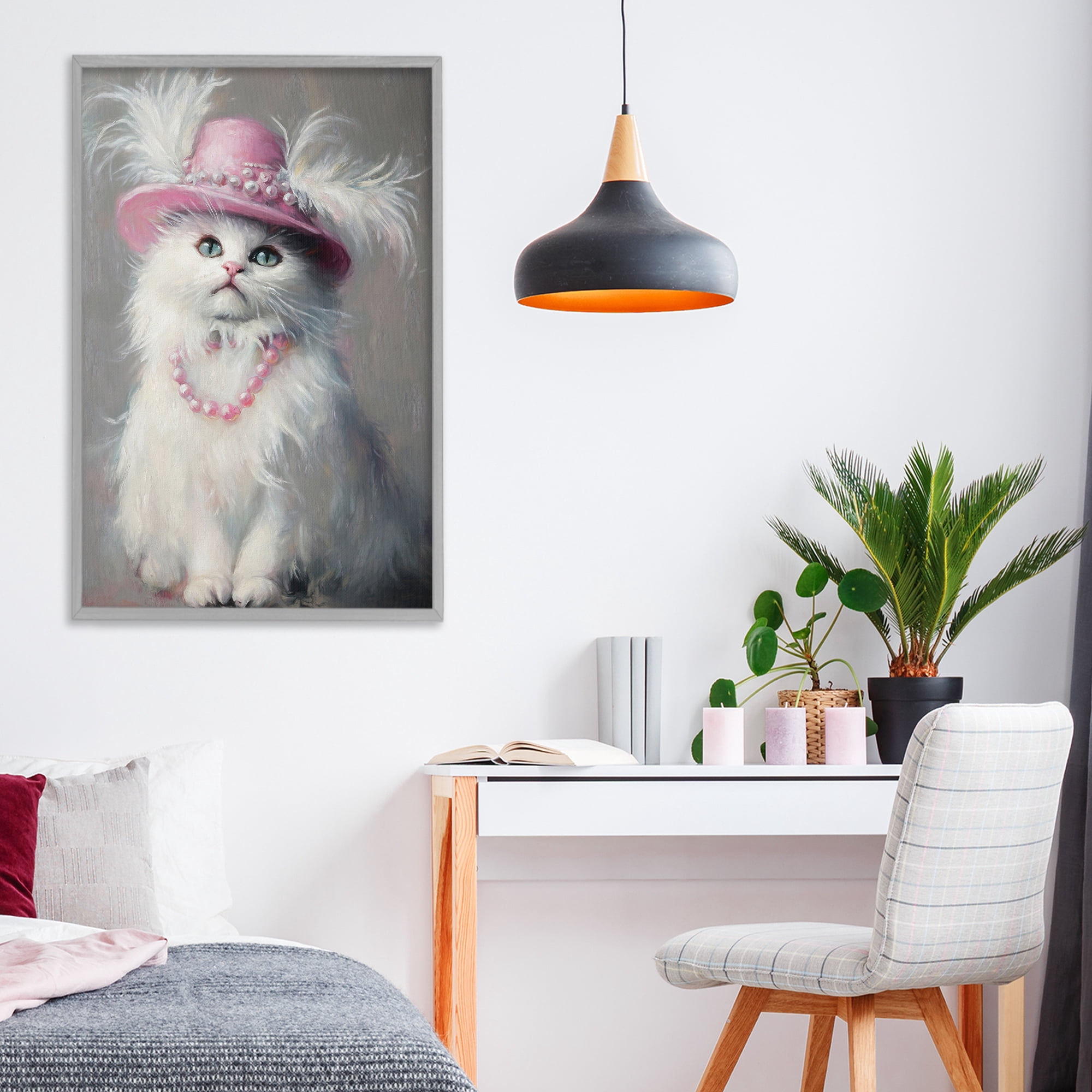 Stupell Industries Beautiful Brigitte Cat Gray Framed Giclee Art, design by Tina LeCour