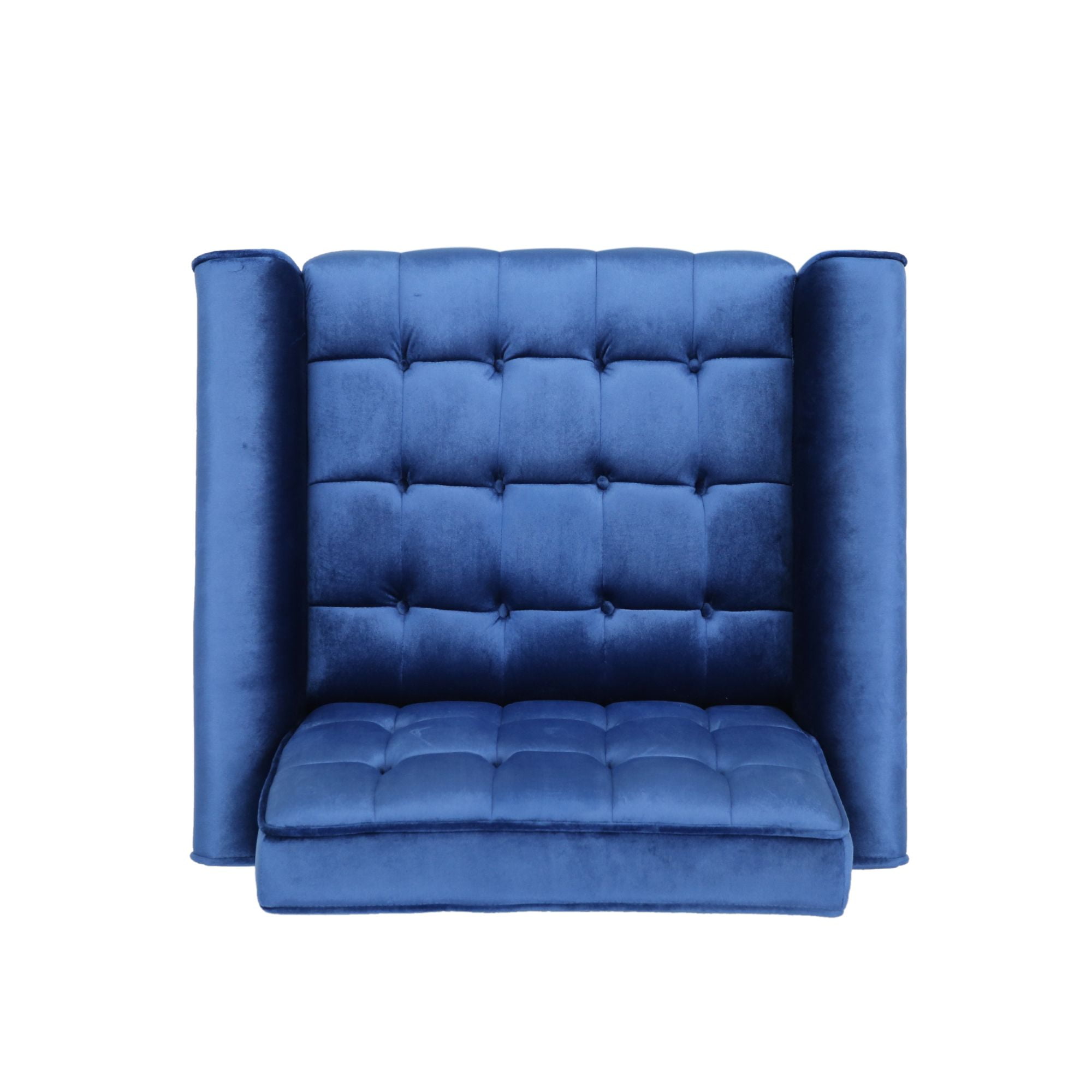 Noble House Nelson Navy Blue and Espresso Brown FabricTufted Club Chair
