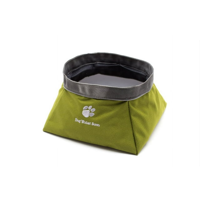 Tazón de viaje plegable Tazón para gatos y perros 2 en 1 Tazón de alimentación para mascotas y agua para exteriores (verde)