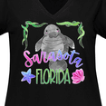 thumbnail image 4 of Inktastic Sarasota Florida Cute Swimming Manatee Women's Plus Size V-Neck T-Shirt, 4 of 5