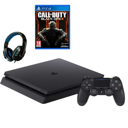 Sony 2215B PlayStation 4 Slim 1TB Gaming Console Black with Call Of Duty Black Ops 3 Game BOLT AXTION Bundle Used