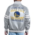 thumbnail image 2 of Youth Starter Gray Golden State Warriors Comic-Style Satin Full-Snap Varsity Jacket, 2 of 3