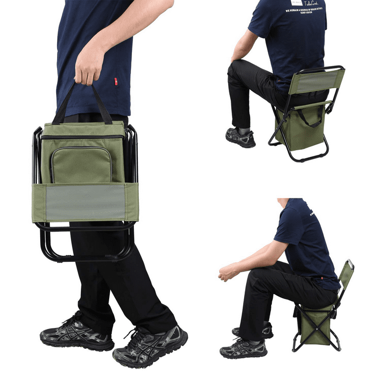 Fishing Chair with Cooler Bag, Outdoor Folding Chair Compact