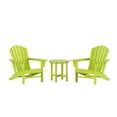 thumbnail image 2 of WestinTrends Dylan Adirondack Chairs Set of 2 with Side Table, All Weather Poly Lumber Outdoor Seating Patio Conversation Bistro Set, Seashell Curved Slat Backrest, Lime Green, 2 of 9