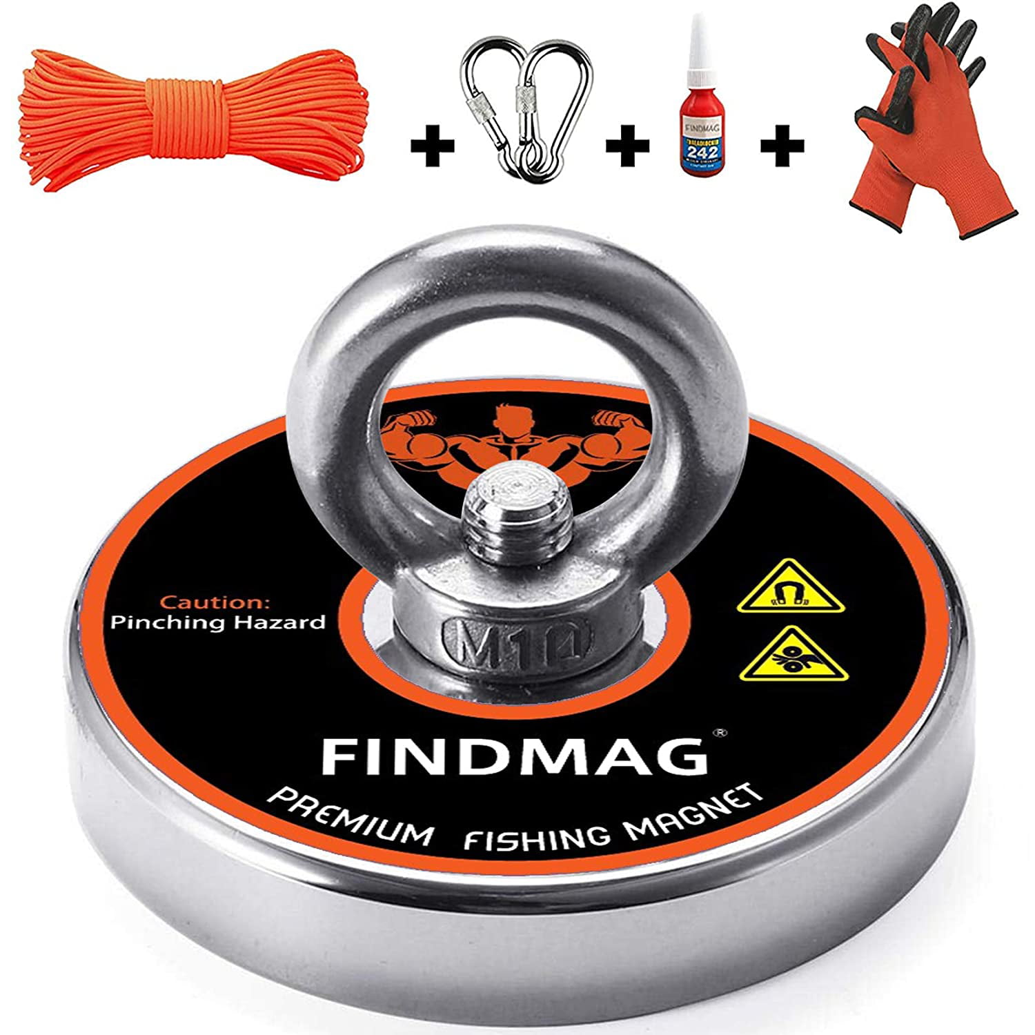 Ant Mag Fishing Magnet Heavy Duty Large Magnet with Eyebolt Super Powerful Magnetic Fishing with Yellow Coating and Black Layer Retrieving Magnet for Rivers D75
