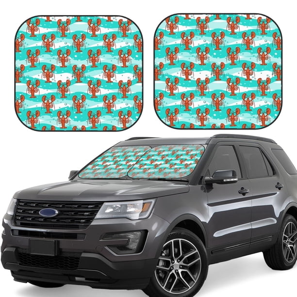 Balery Lobsters Of Turquoise Waves Parasol para parabrisas de coche de 2 piezas | Parasol plegable para parabrisas delantero de coche para la mayoría de sedanes-Large