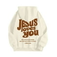 thumbnail image 5 of zaveiop Jesus Loves You Hoodie Womens Christian Sweatshirt Christian Hoodies Oversized Jesus Sweatshirt Long Sleeve Pullover (Beige, 3XL), 5 of 6