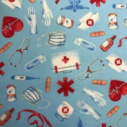 45 Wide Fabric Traditions Medical Tribute with Blue fabric by the yard stock N
