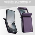 thumbnail image 5 of ELEHOLD Wallet Case for Samsung Galaxy Z Flip 6, premium PU leather zipper card holder phone case zipper card holder phone case,Purple, 5 of 7