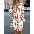 thumbnail image 2 of Abstract Print Button Down Shirt Dress for Women Above Knee Length, 2 of 5