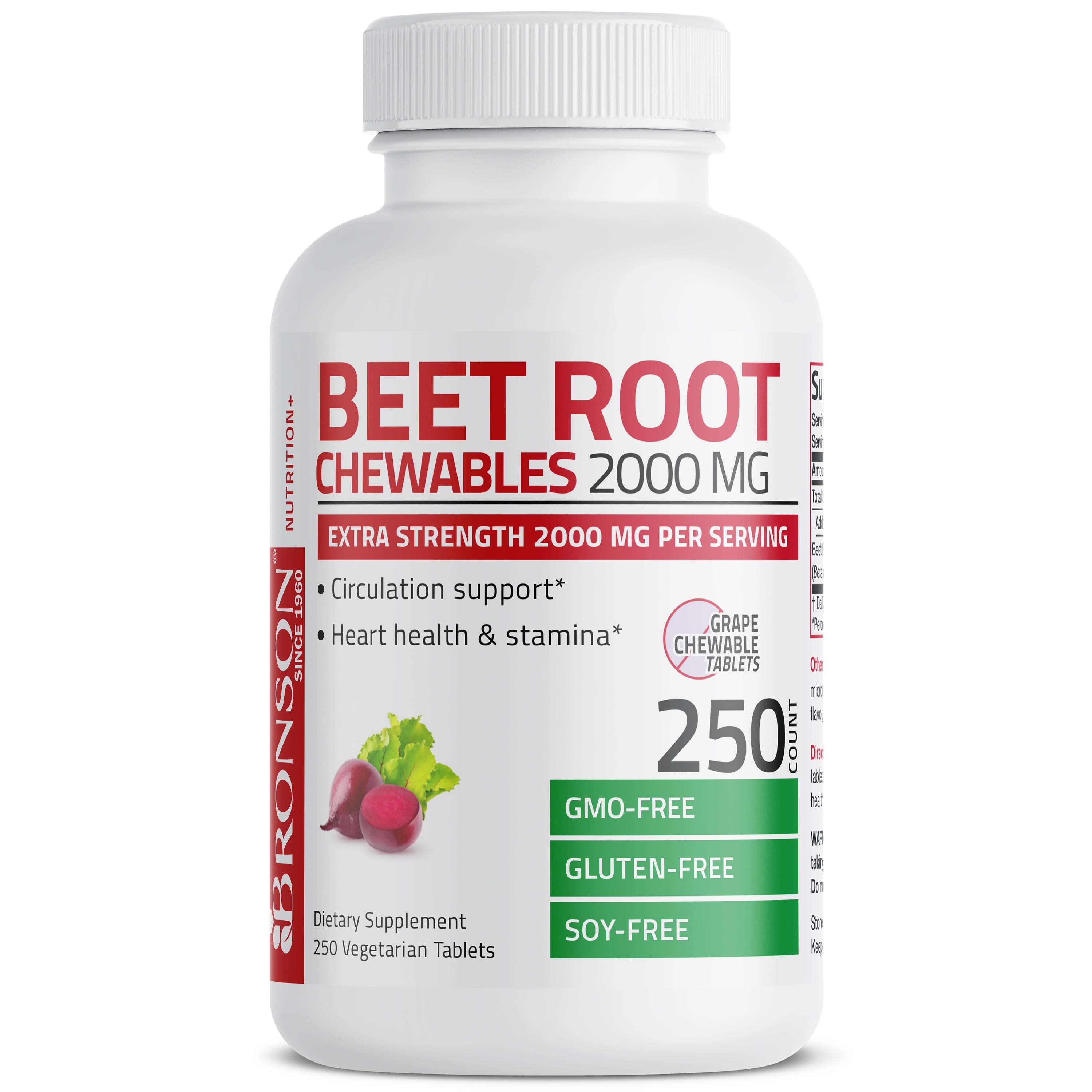 Bronson Beet Root Chewables 2000 MG, Grape Flavored Extra Strength